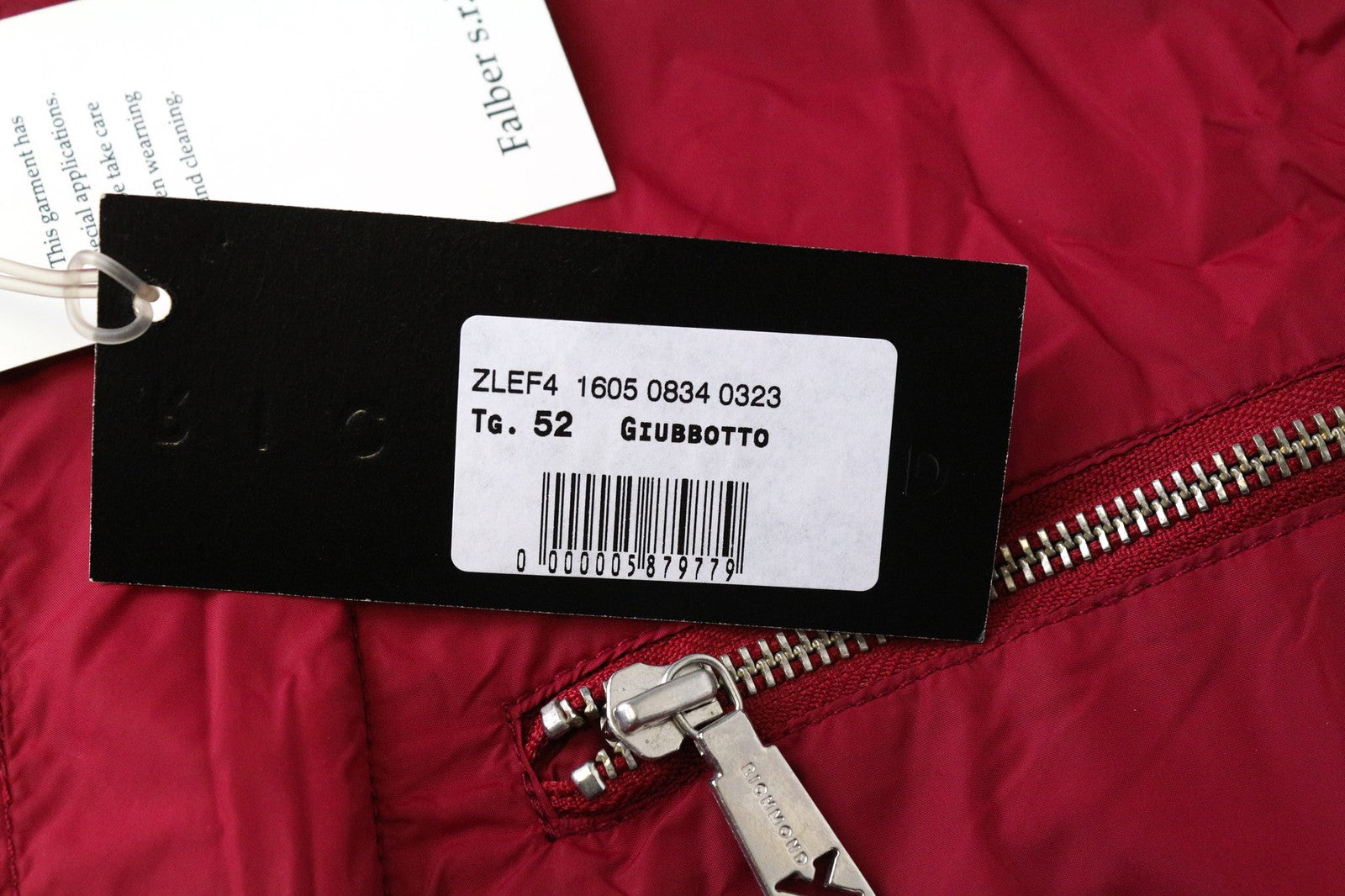 RICHMOND vyriška striukė IT52 raudona dizainerio aukšta apykakle, užtrauktuku, klasikinio stiliaus, neperpučiama, su pamušalu 