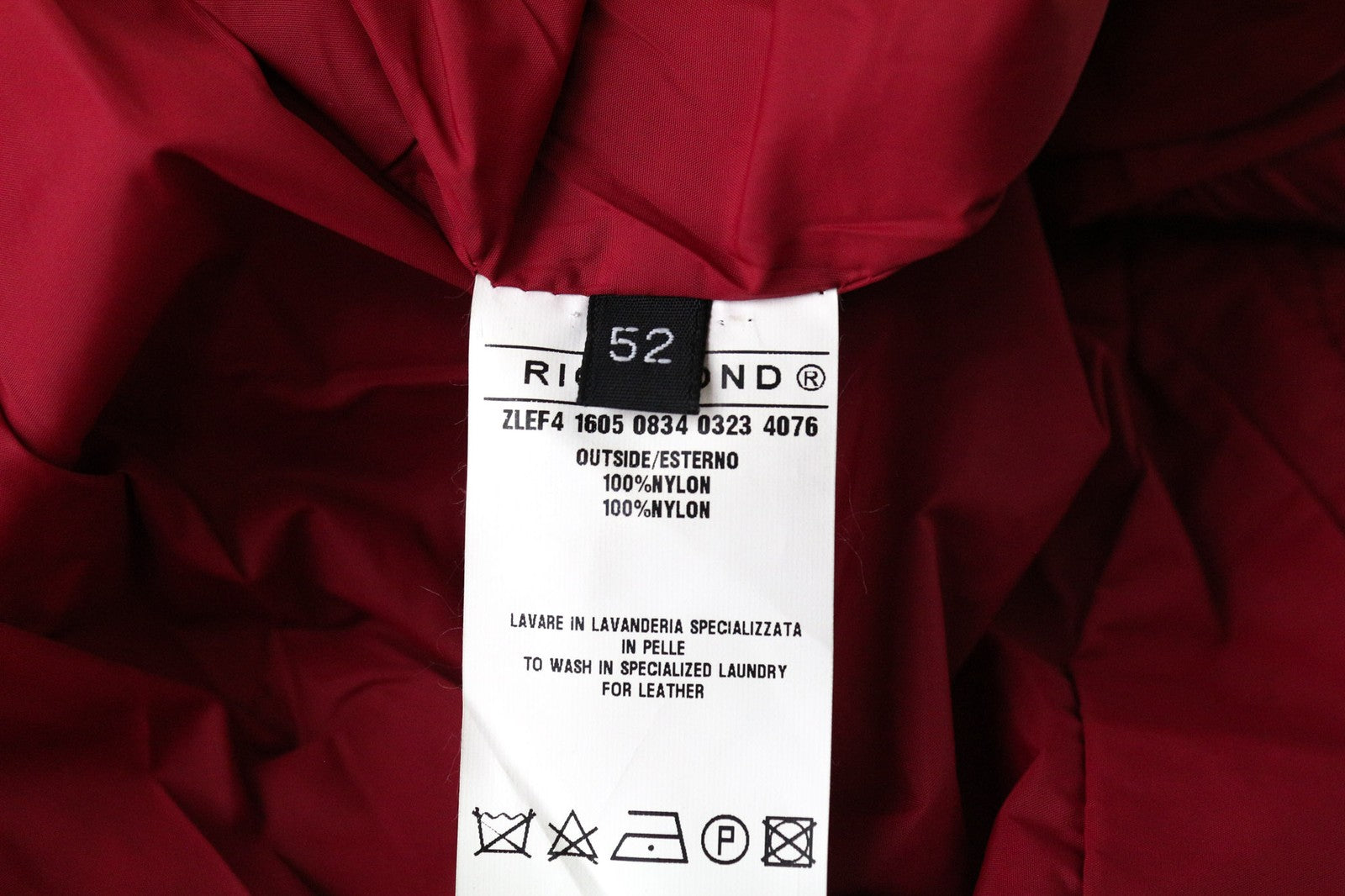 RICHMOND vyriška striukė IT52 raudona dizainerio aukšta apykakle, užtrauktuku, klasikinio stiliaus, neperpučiama, su pamušalu 