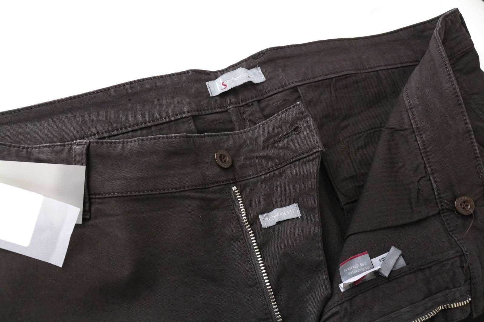 HARMONT &amp; BLAINE vyriškos kelnės 56 tamsiai rudos laisvalaikio medvilnės tamprios plokščia priekine dalimi 