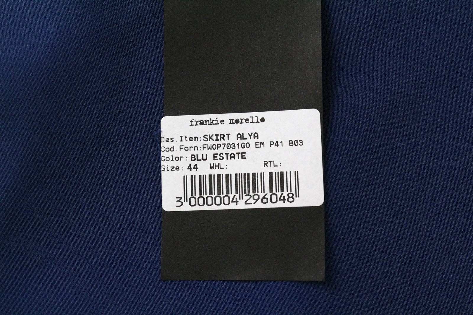 FRANKIE MORELLO Alya moteriškas sijonas UK12 mėlynas tamprus mini laisvalaikio trumpas užtrauktukas šone 