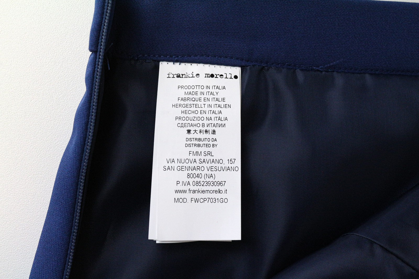 FRANKIE MORELLO Alya moteriškas sijonas UK12 mėlynas tamprus mini laisvalaikio trumpas užtrauktukas šone 