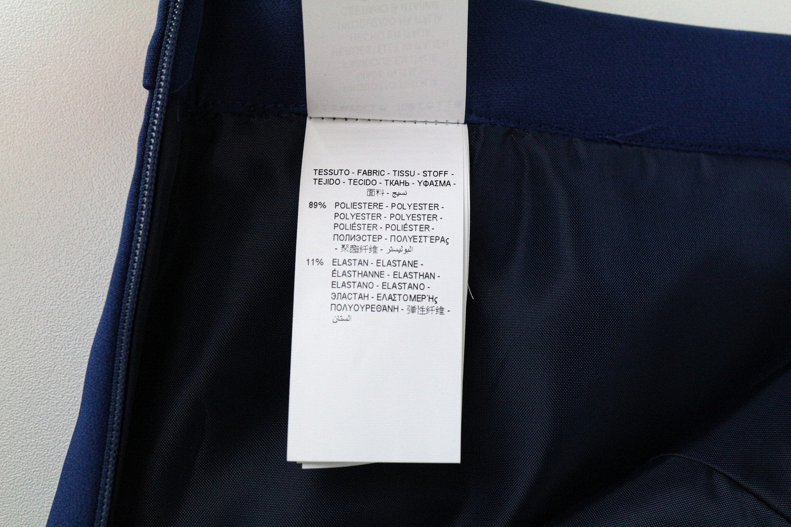 FRANKIE MORELLO Alya moteriškas sijonas UK12 mėlynas tamprus mini laisvalaikio trumpas užtrauktukas šone 