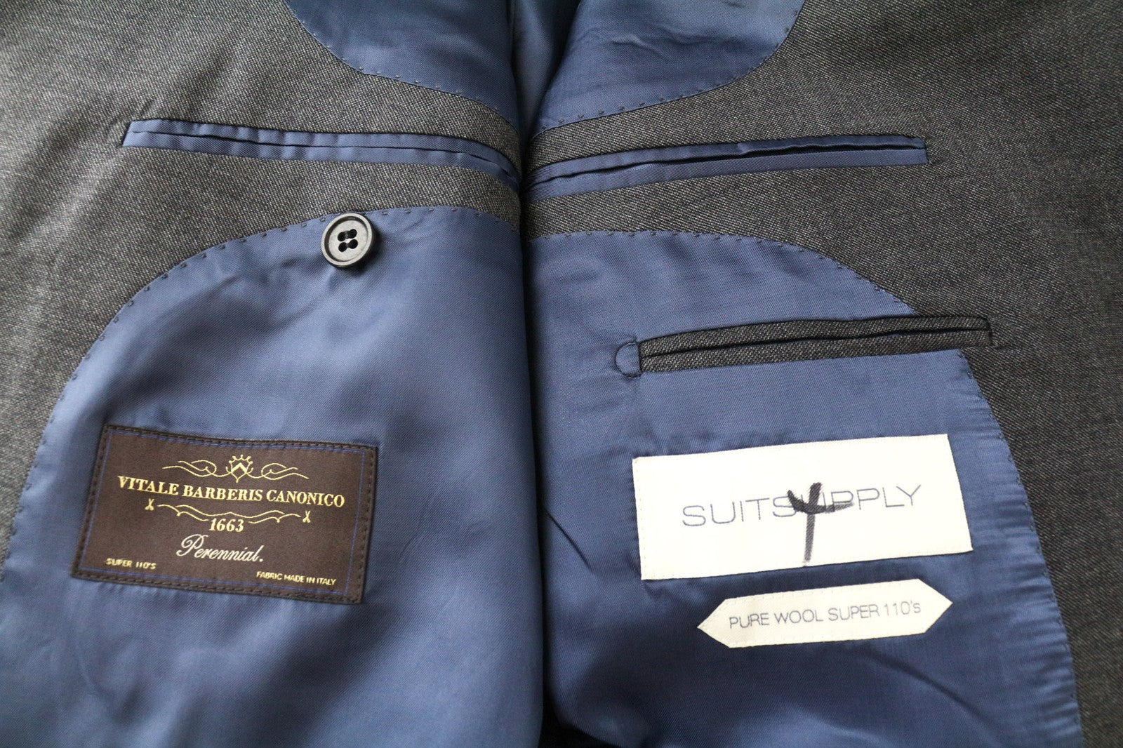 SUITSUPPLY Napoli Men's Blazer UK50S Grey Wool Super 110s Formal Slim Fit