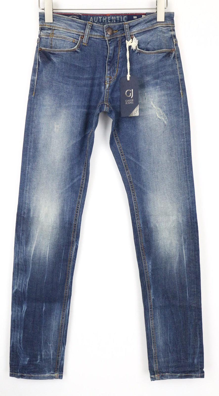 GAUDI JEANS Martin Men's Jeans W28 Blue Distressed Slim Fit Stretch Zippered