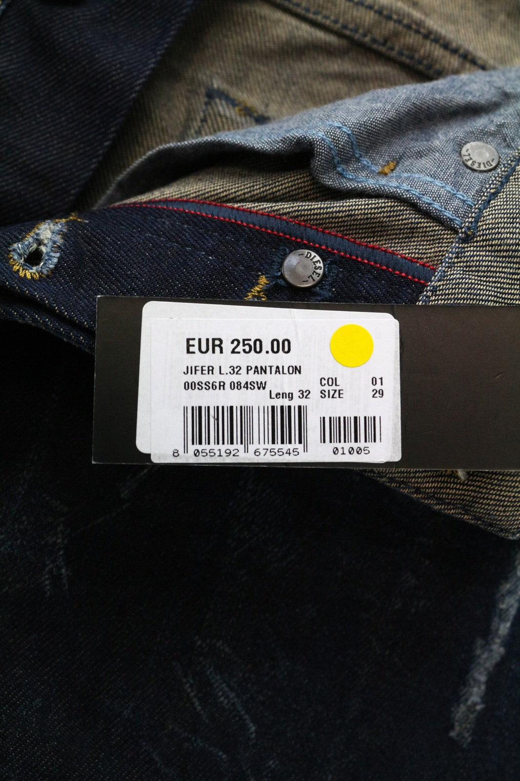 DIESEL Jifer 084SW vyriški džinsai W29/L32 mėlyni, ploni, siaurėjantys, tamprūs. 