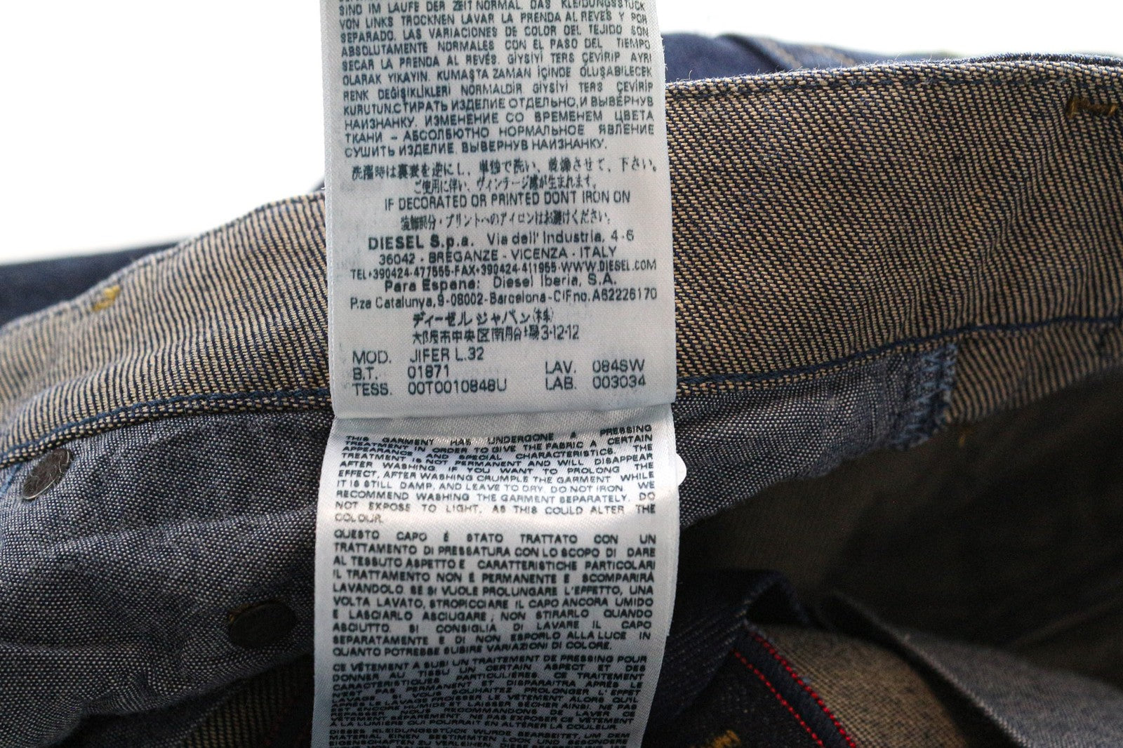 DIESEL Jifer 084SW vyriški džinsai W29/L32 mėlyni, ploni, siaurėjantys, tamprūs. 