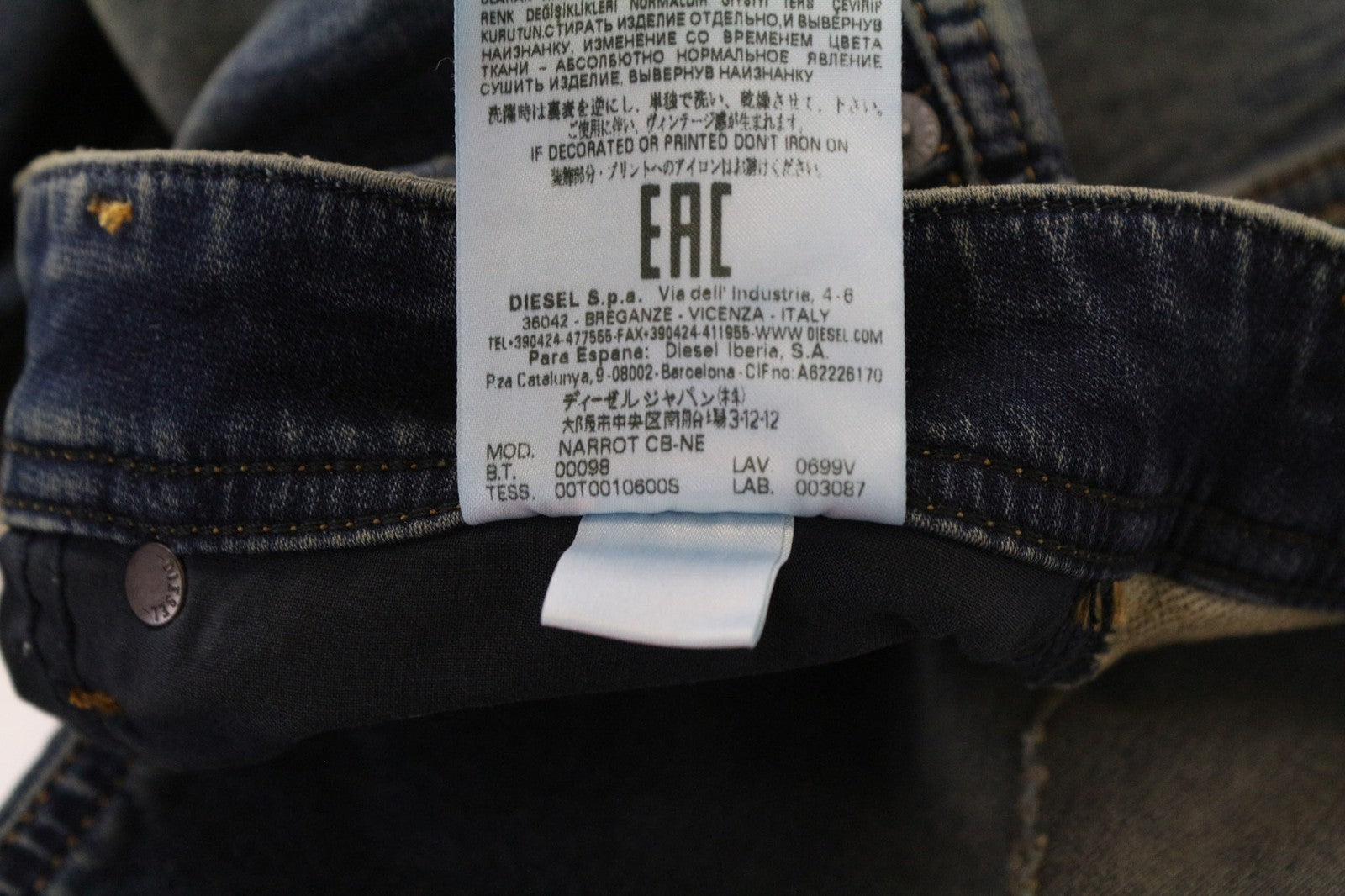 DIESEL Narrot CB-NE 0699V Men's Jeans W28 Jogg Sweat Slim Carrot Stretch Aged