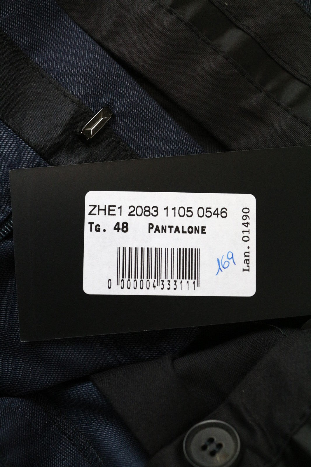 RICHMOND vyriškos kelnės IT48 mėlynos grynos vilnos melanžo klasikinės plokščia priekine dalimi 