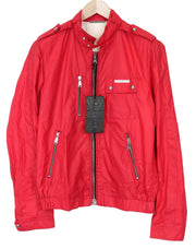 RICHMOND vyriška striukė IT48 ryškiai raudona dizainerio užtrauktuku, aukšta apykakle, klasikinio stiliaus, su pamušalu 