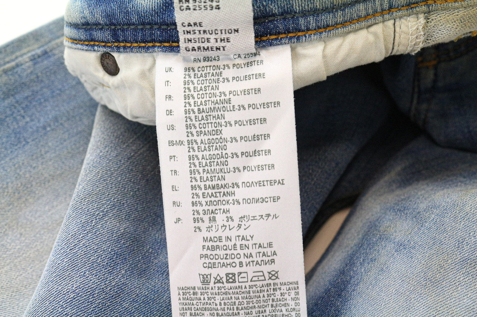 DIESEL Krooley-T 087AE Men's W32 Slim Blue Cotton Stretch Jeans Ripped Worn