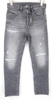DIESEL D-Eetar 0890F Men's W28/L32 Grey Pure Cotton Stretch Taper Ripped Fit