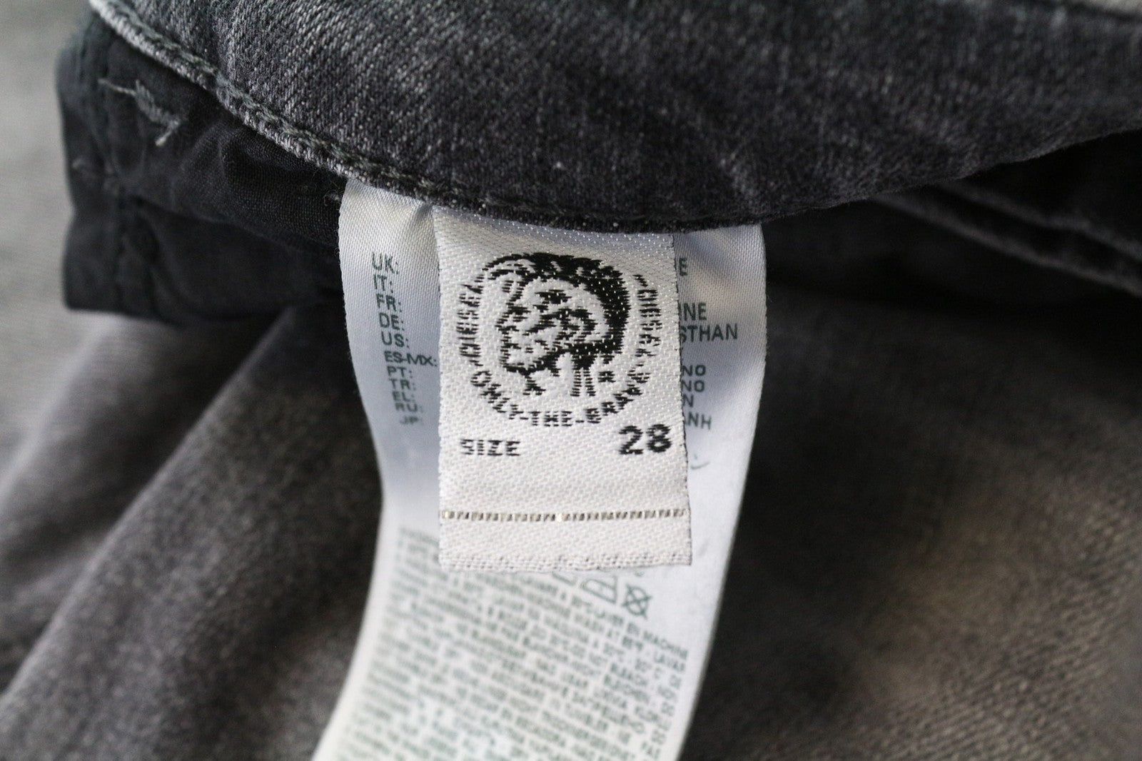 DIESEL D-Eetar 0890F Men's W28/L32 Grey Pure Cotton Stretch Taper Ripped Fit