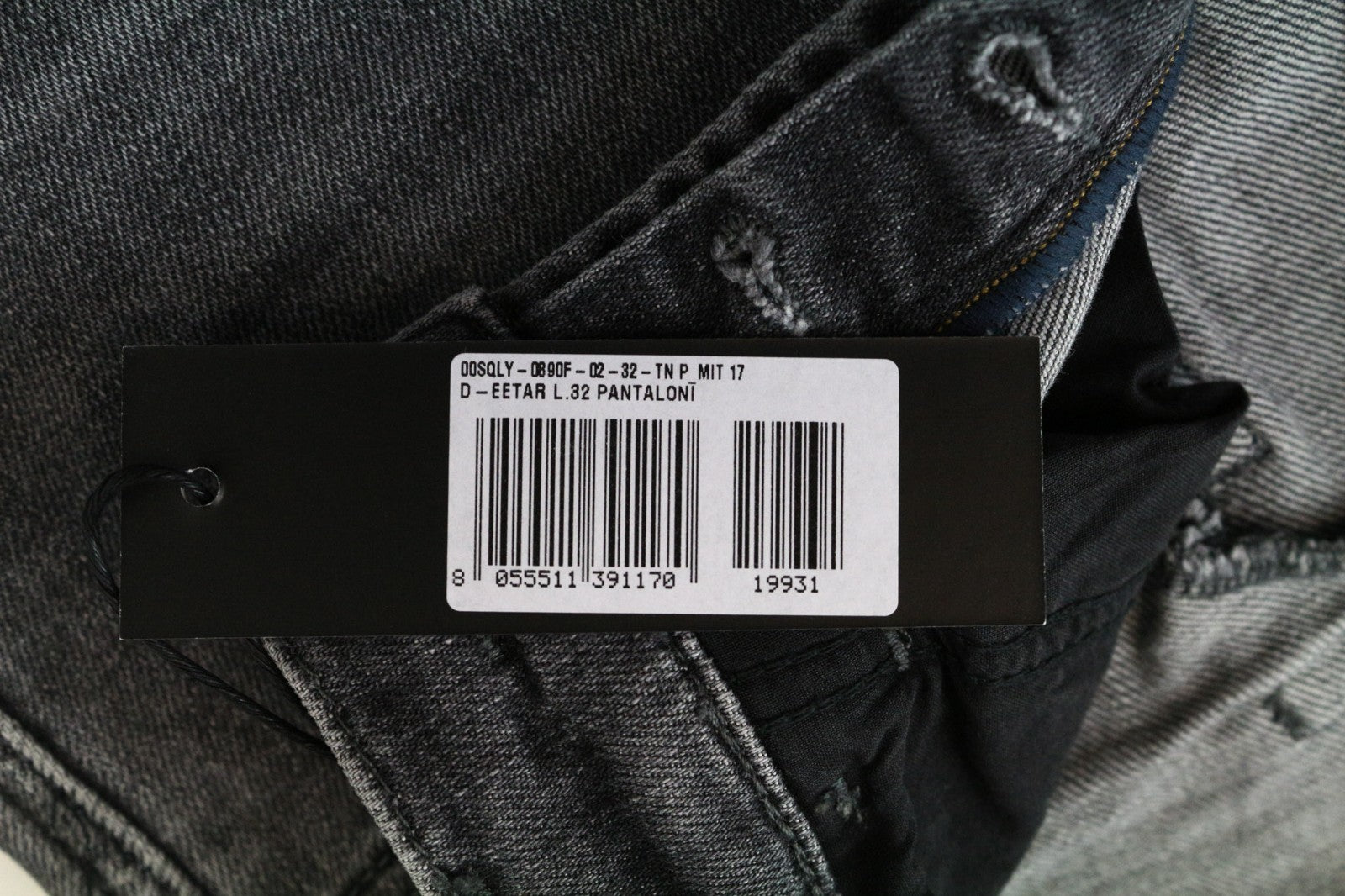 DIESEL D-Eetar 0890F Men's W28/L32 Grey Cotton Stretch Ripped Taper Jeans