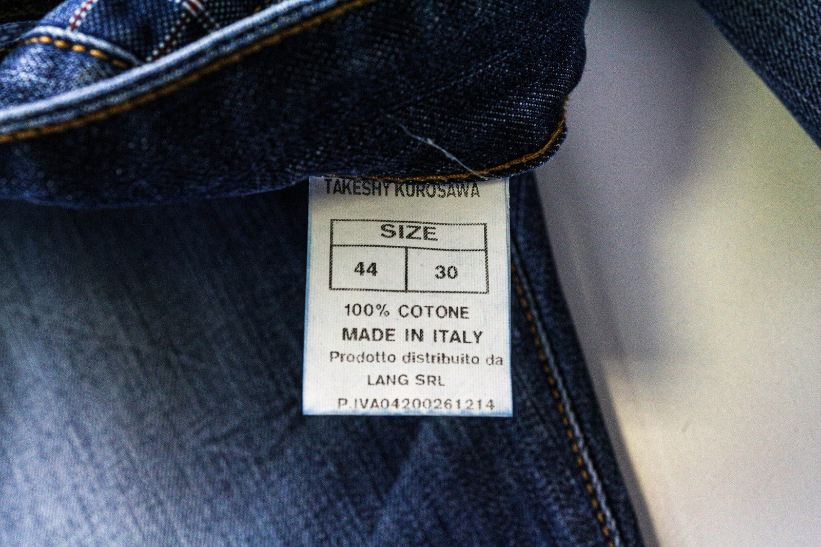 TAKESHY KUROSAWA Men's W30 Slim Blue Cotton Distressed Aged Look Washed Jean