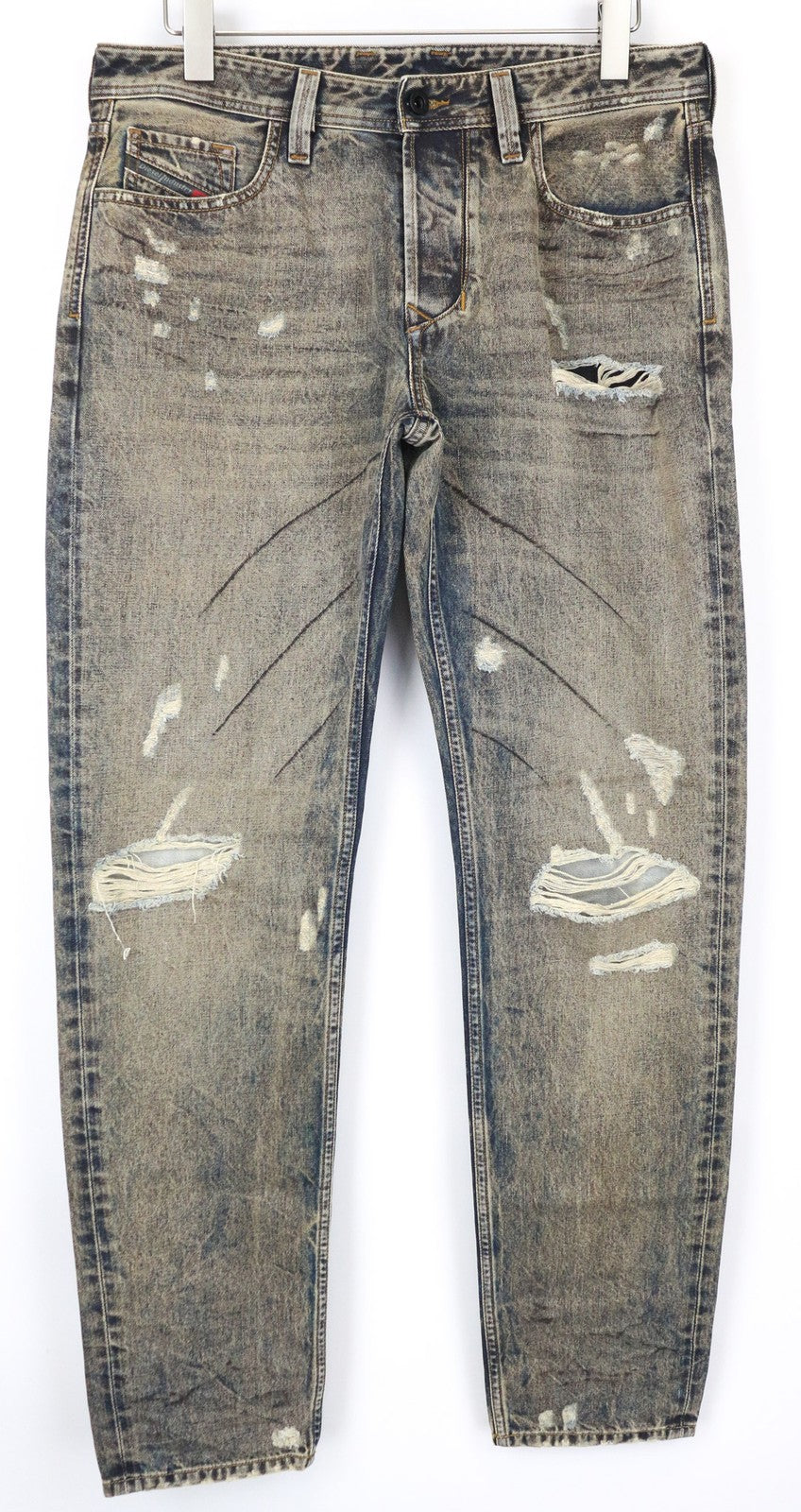 DIESEL Larkee-Beex 084XB Men's W32/L34 Blue Pure Cotton Aged Tapered Jeans