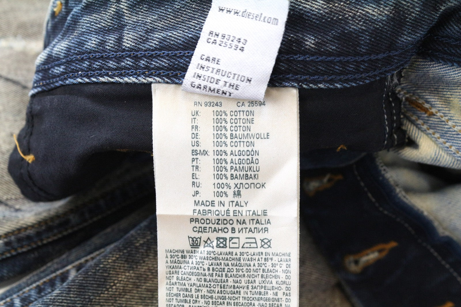 DIESEL Larkee-Beex 084XB Men's W32/L34 Blue Pure Cotton Aged Tapered Jeans