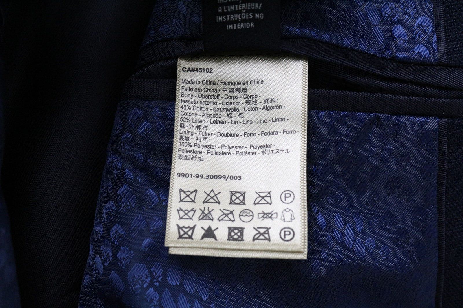 SCOTCH &amp; SODA Ams Couture vyriškas S dydžio tamsiai mėlynas lininis medvilninis švarkas su viena saga snapeliu 