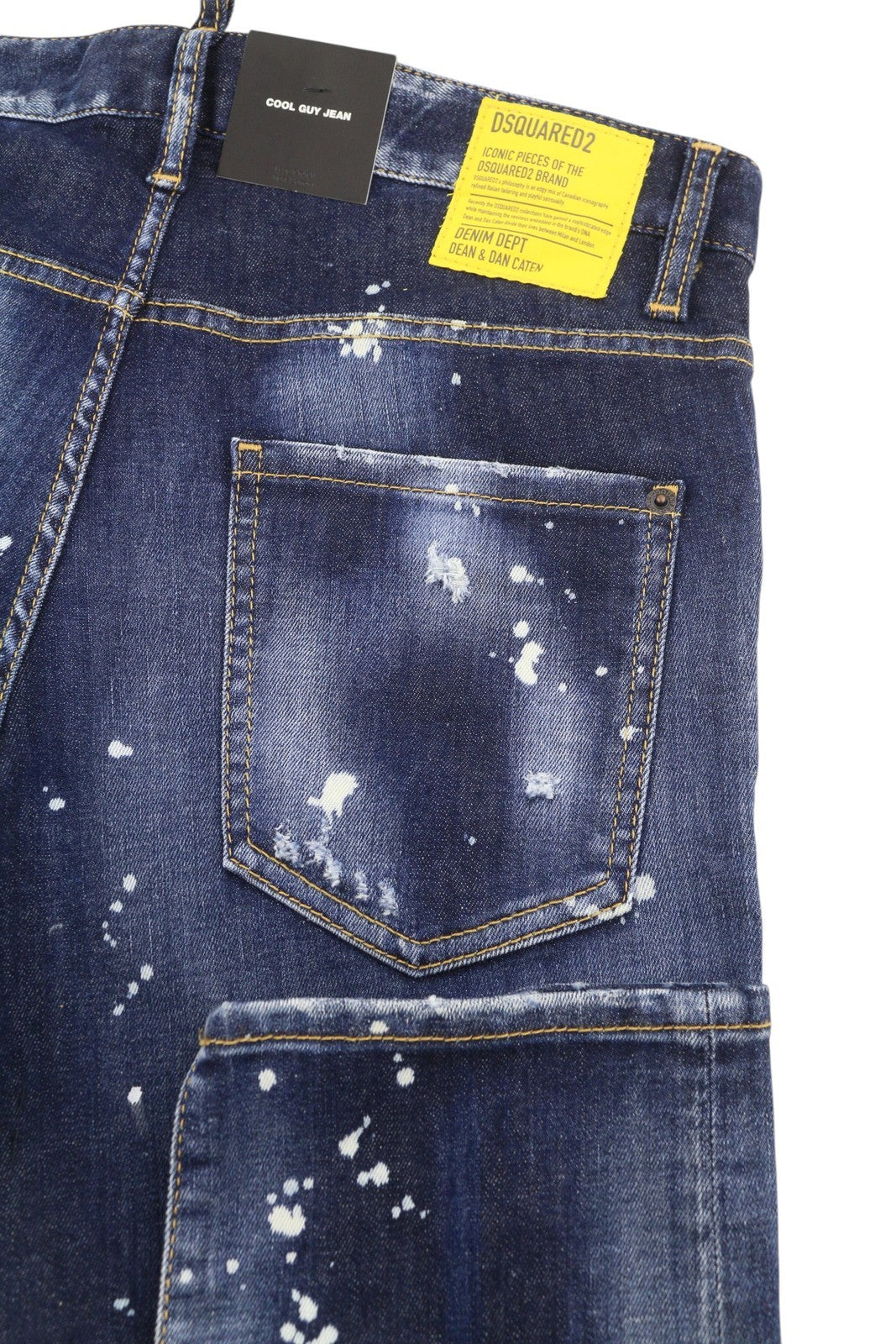 DSQUARED2 Cool Guy vyriški džinsai, 42 mėlyni, siaurėjantys, su taškymo efektu, RRP739 