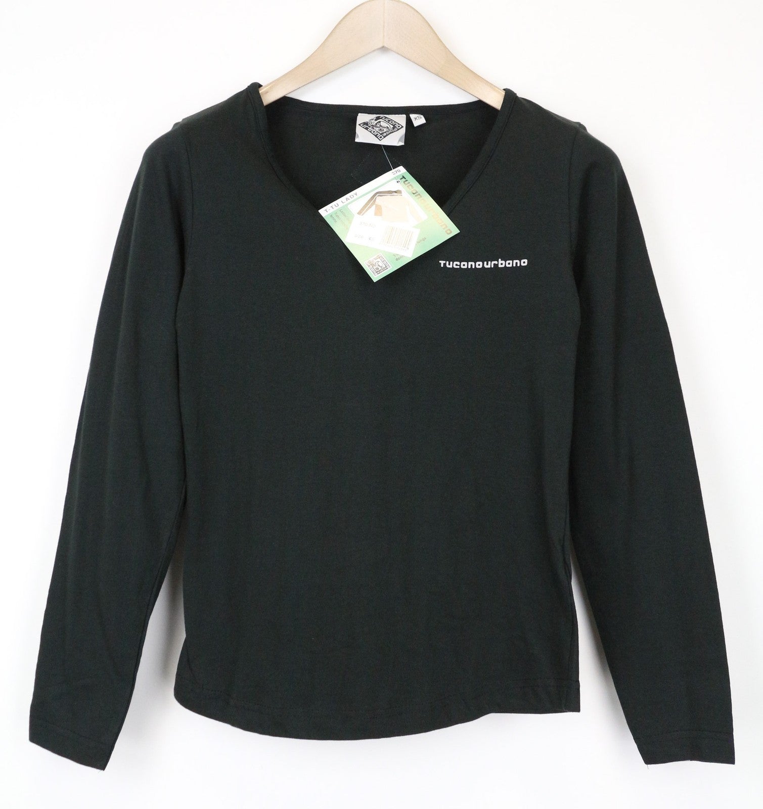 TUCANO URBANO T-TU moteriškas S dydžio juodas medvilninis megztinis su V formos iškirpte ilgomis rankovėmis 