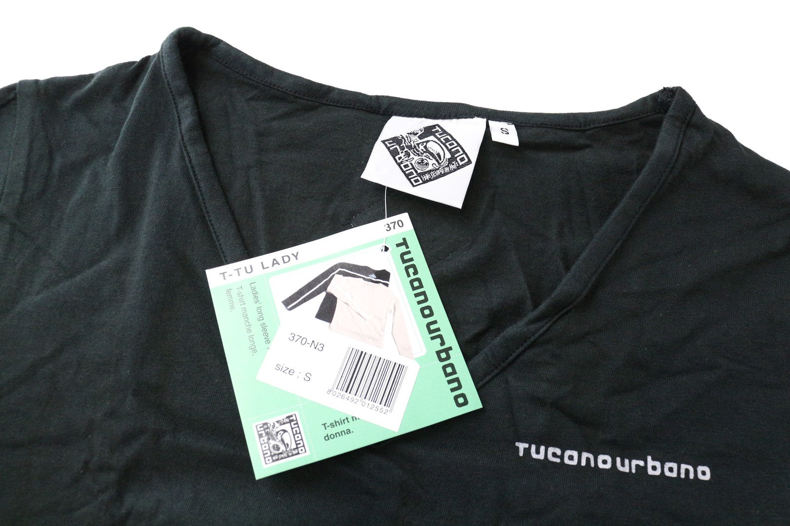 TUCANO URBANO T-TU moteriškas S dydžio juodas medvilninis megztinis su V formos iškirpte ilgomis rankovėmis 