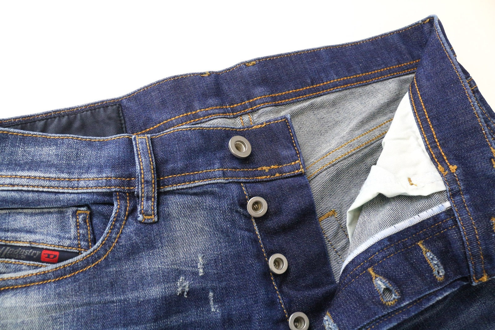 DIESEL Tepphar 084TX Men's W28/L32 Blue Cotton Stretch Slim Carrot Jeans Rip