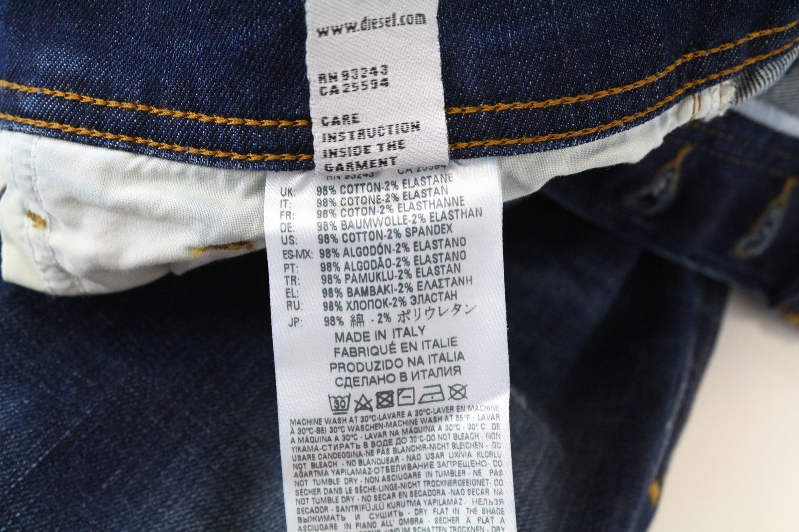 DIESEL Tepphar 084TX Men's W28/L32 Blue Cotton Stretch Slim Carrot Jeans Rip