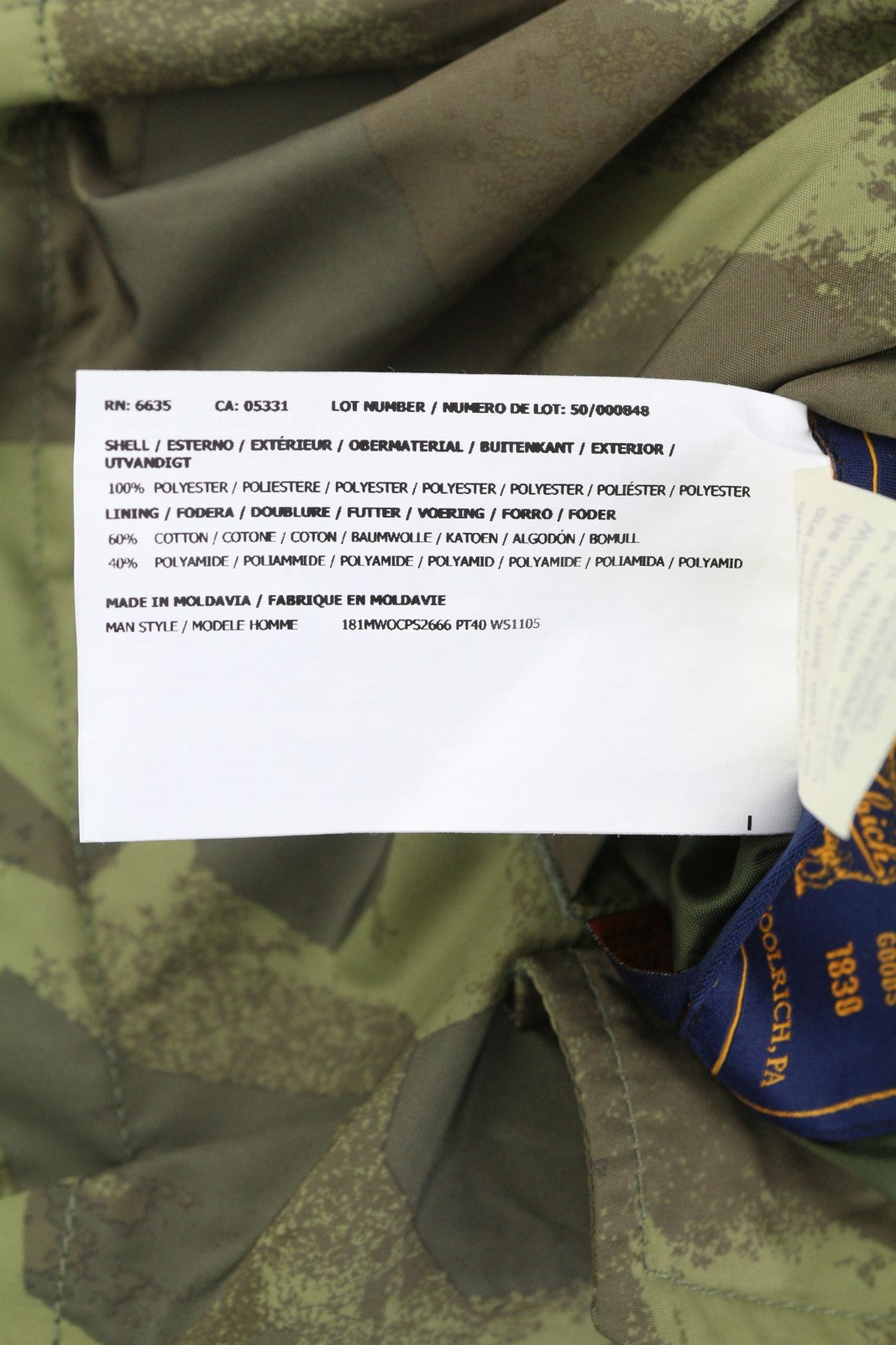 WOOLRICH dvipusė vyriška striukė su užtrauktuku, žalia, S dydžio, lengva, su kamufliažu ir RRP380 