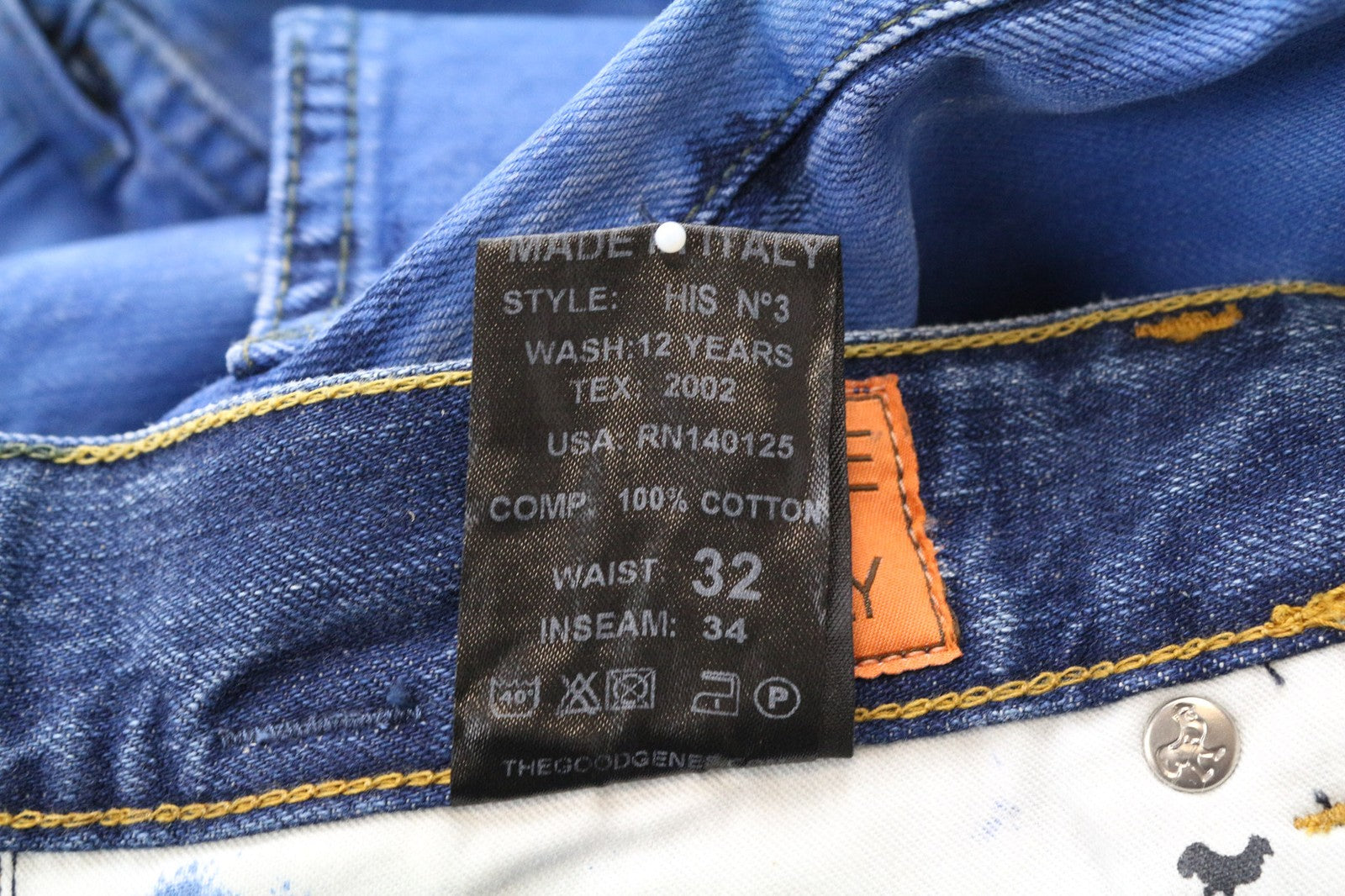 GOOD GENES vyriški W32/L34 Selvedge mėlyni grynos medvilnės ploni džinsai su lopais, unikalūs 