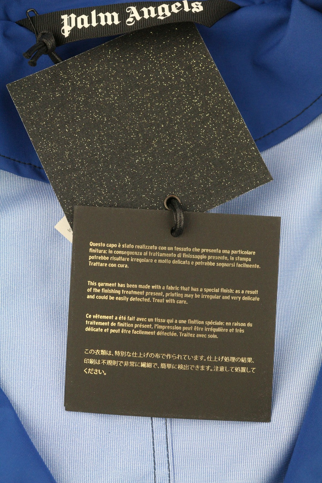 PALM ANGELS vyriška striukė S, mėlyna, su raišteliu juosmeniu, gobtuvu, didelė, RRP1250 
