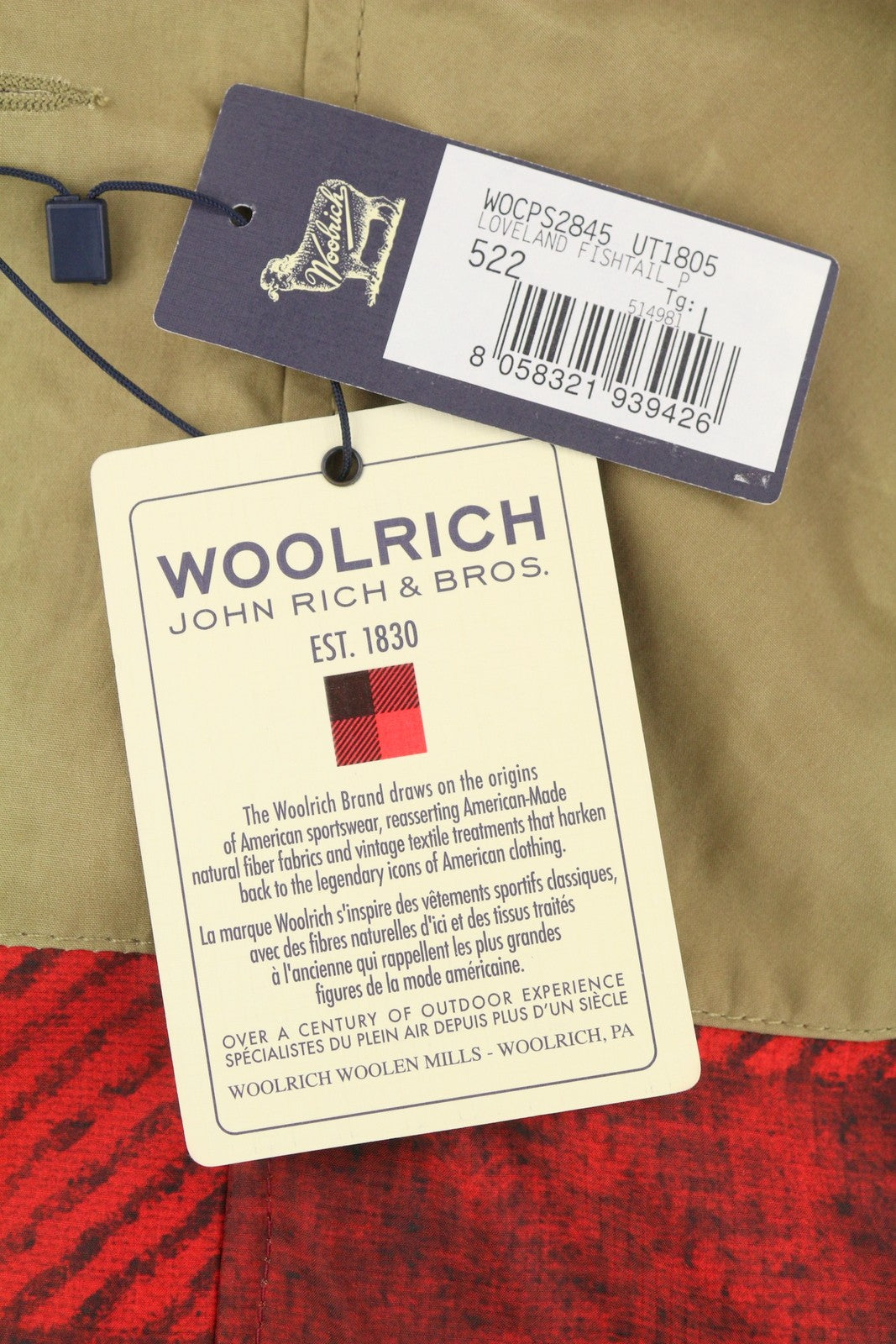 WOOLRICH xGriffin vyriška didelė žuvies uodegos dygsnio striukė L dydžio parka su nuimamomis rankovėmis RRP870 