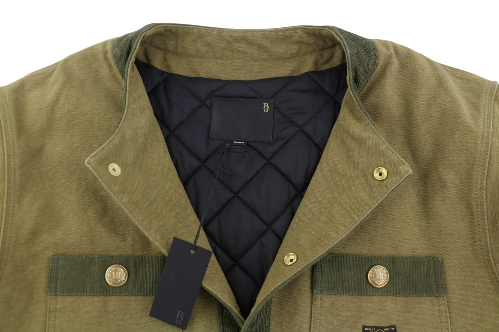 R13 virvelėmis apipjaustyta moteriška striukė su XS dydžio tamsiai ruda drobė, didelė FW25 RRP1699 