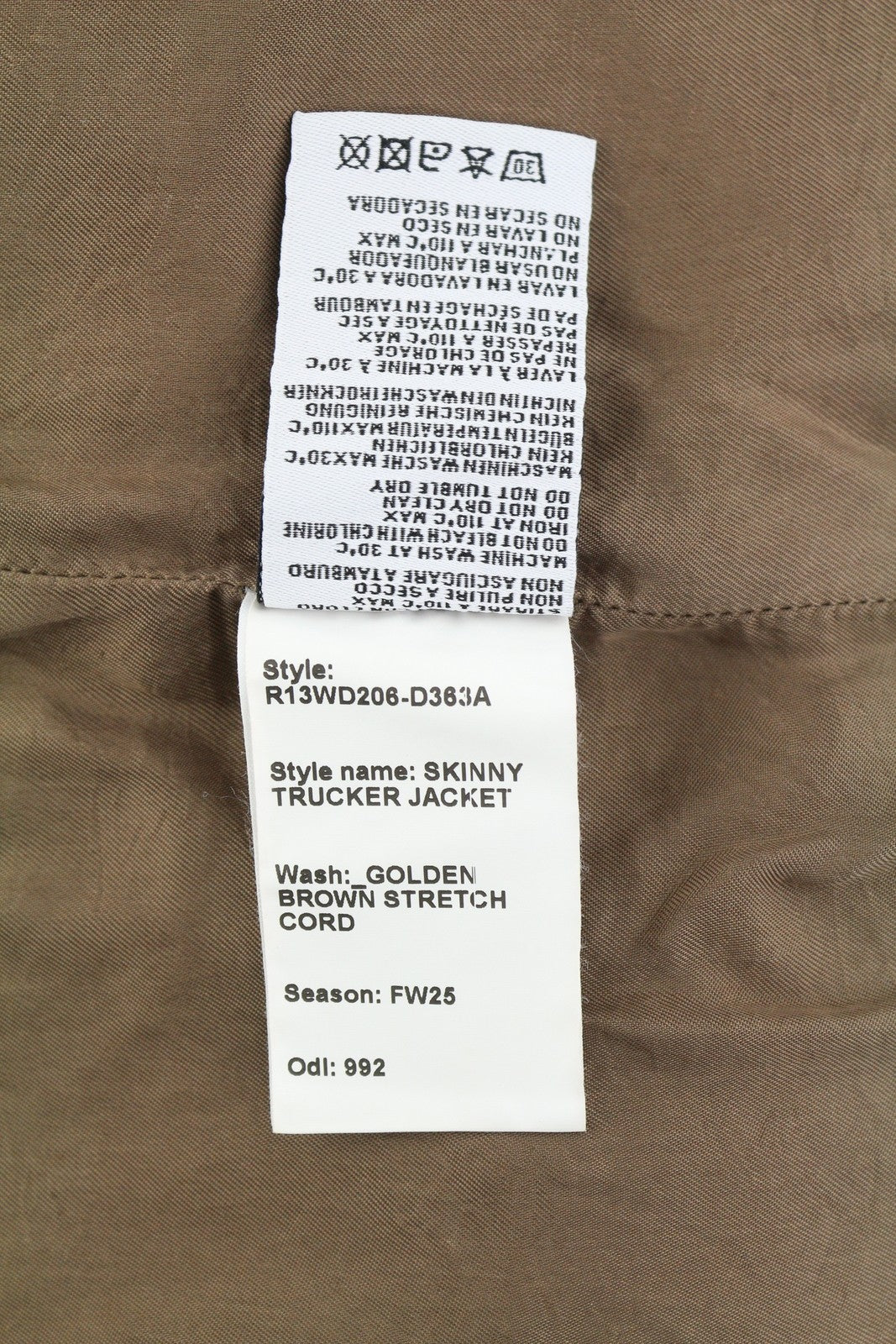 R13 Aptempta moteriška sunkvežimio striukė M su aukso rudos spalvos tampria virvele su sagomis FW25 RRP1199