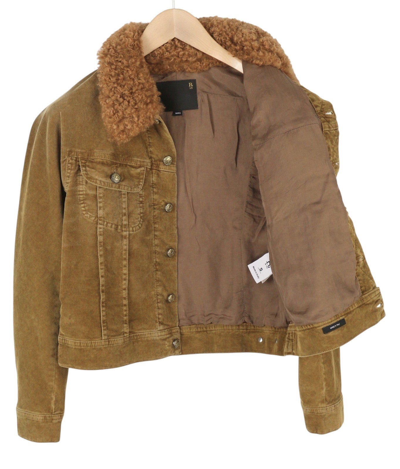 R13 Aptempta moteriška sunkvežimio striukė S su aukso rudos spalvos tampria virvele su sagomis FW25 RRP1199