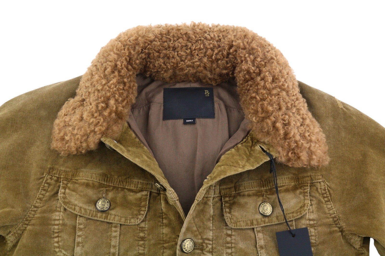 R13 Aptempta moteriška sunkvežimio striukė S su aukso rudos spalvos tampria virvele su sagomis FW25 RRP1199