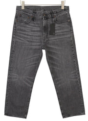 R13 Boyfriend moteriški džinsai 28 Wilson juodi ūsai su išblukusiu džinsu, trumpinti užtrauktuku PS25 