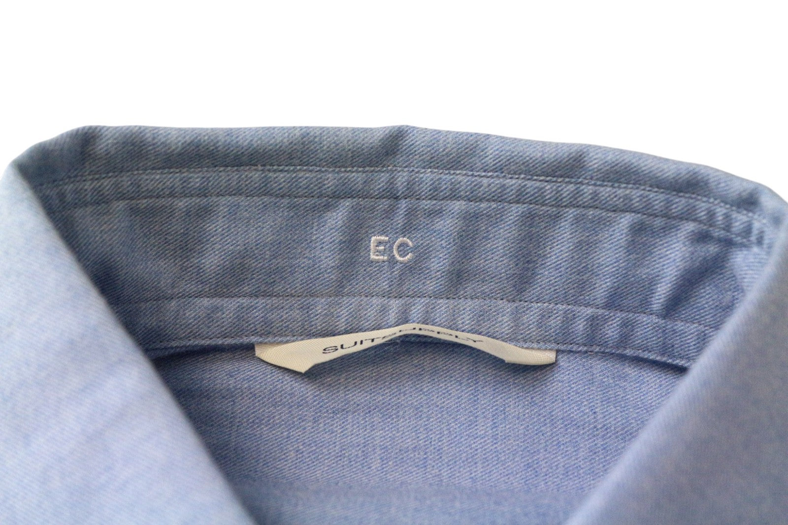 SUITSUPPLY Men's Shirt ~S Slim Cotton Blue Button Down Long Sleeve Smart Wear