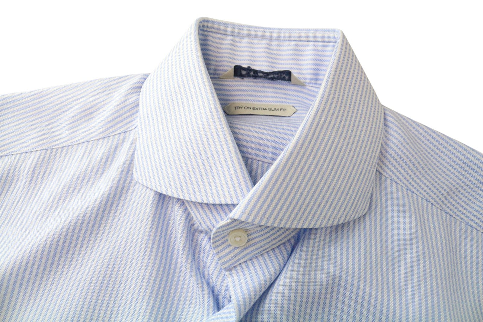 SUITSUPPLY Men's Shirt 39/15 1/2 Extra Slim Cotton Blue Striped Pattern Formal