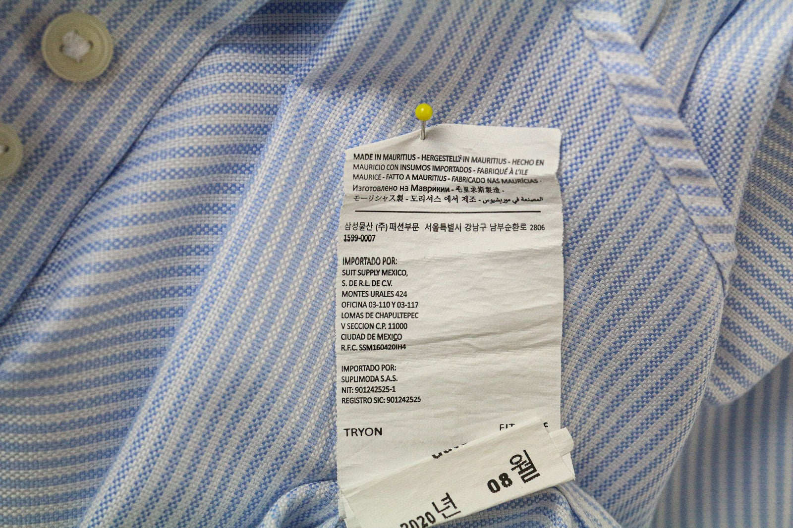 SUITSUPPLY Men's Shirt 39/15 1/2 Extra Slim Cotton Blue Striped Pattern Formal