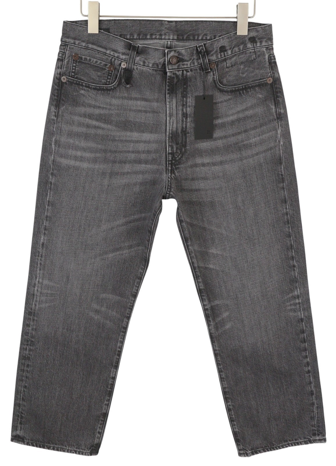 R13 Boyfriend moteriški džinsai 29 Wilson juodi ūsai su išblukusiais trumpais tiesiais PS25