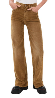 R13 Charlotte moteriškos kelnės 24 aukso rudos spalvos su tampriu virvele ir platėjančiomis FW25 RRP599 