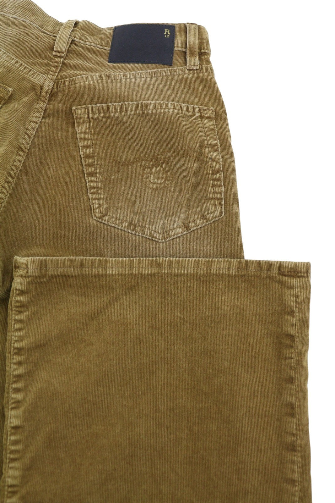 R13 Charlotte moteriškos kelnės 24 aukso rudos spalvos su tampriu virvele ir platėjančiomis FW25 RRP599 