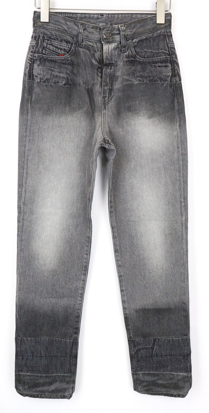 DIESEL D-5W002 089AU Women's W26/L32 Grey Pure Cotton Washed Straight Jeans