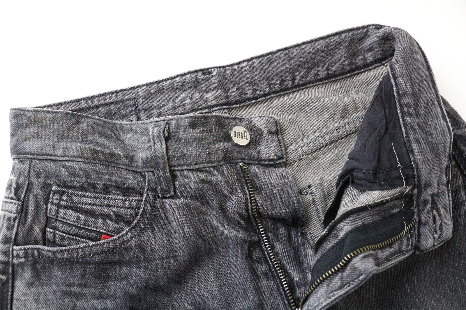 DIESEL D-5W002 089AU Women's W26/L32 Grey Pure Cotton Washed Straight Jeans