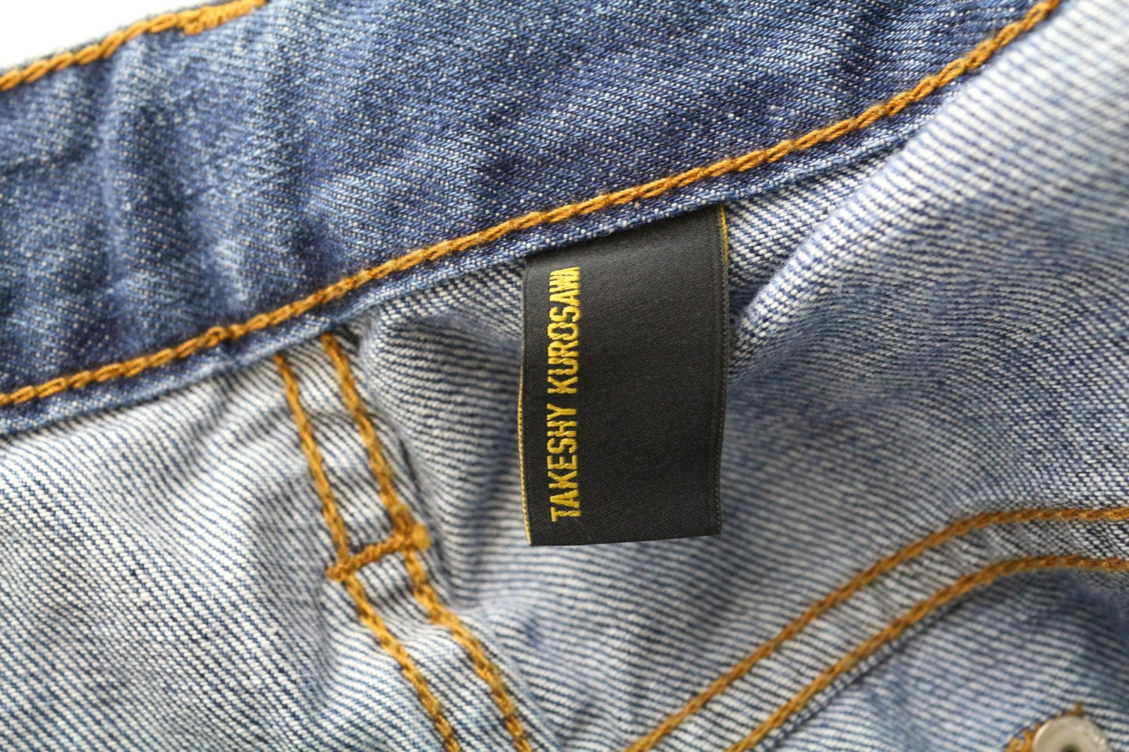 TAKESHY KUROSAWA vyriški W34 Slim Fit mėlyni grynos medvilnės džinsai su sendinto audinio efektu 