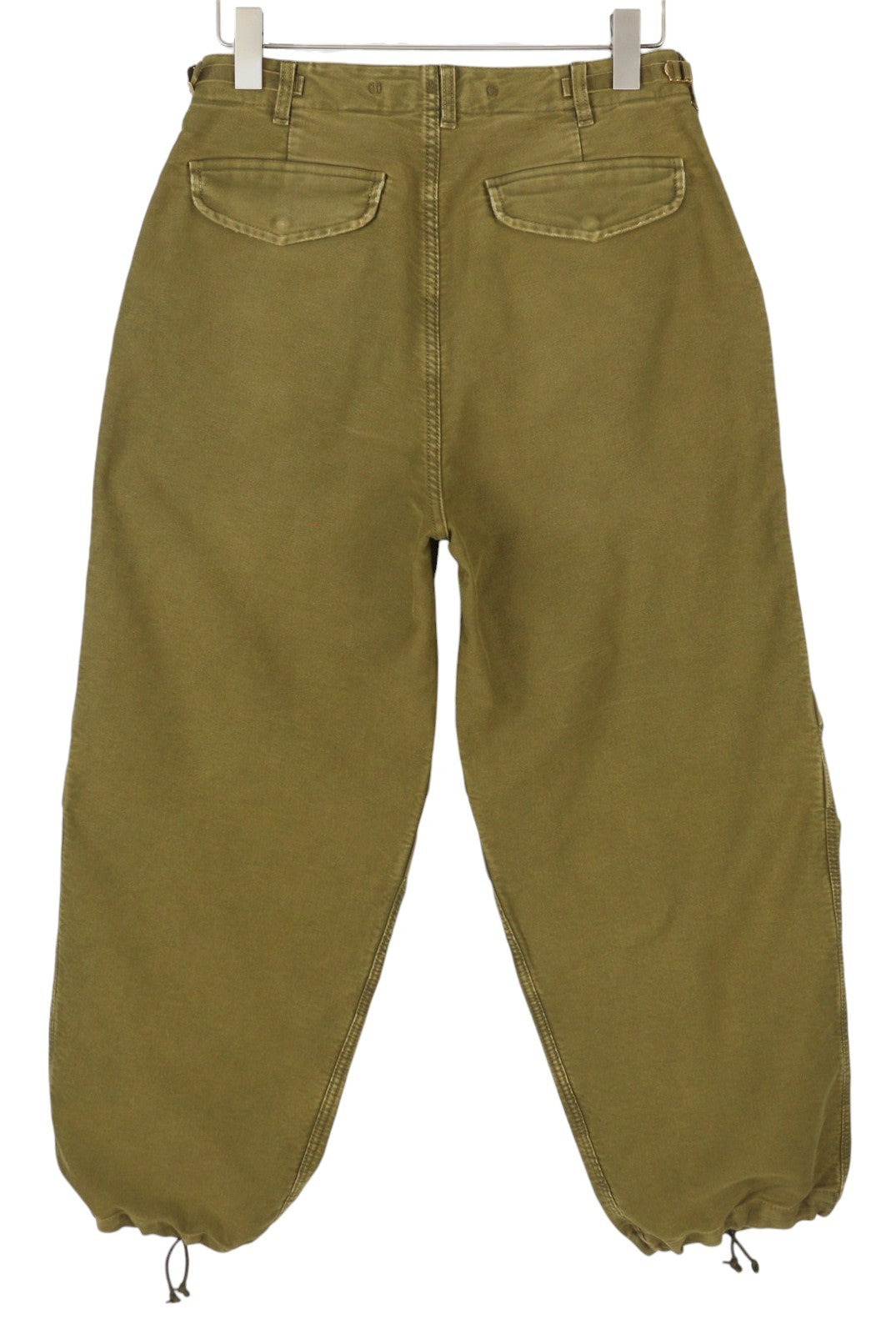 R13 kulkšnies karinės moteriškos kelnės 27 alyvuogių spalvos dažyta moleskine FW25 RRP1199 