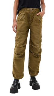 R13 moteriškos kelnės iki kulkšnies, karinės, 25, alyvuogių spalvos, dažytas krovininis logotipas, FW25, RRP1199 