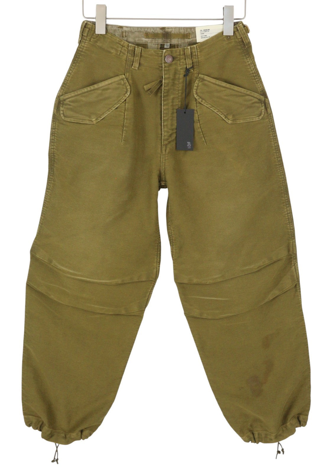 R13 moteriškos kelnės iki kulkšnies, karinės, 25, alyvuogių spalvos, dažytas krovininis logotipas, FW25, RRP1199 