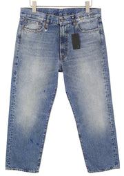 R13 Boyfriend moteriški džinsai, 30, Jasper, tiesus kirpimas, ūsai, išblukę iki kulkšnies, mėlyni, PF25 