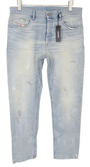 DIESEL D-Eetar 081AK Men's W34/L32 Blue Cotton Stretch Tapered Jeans Faded