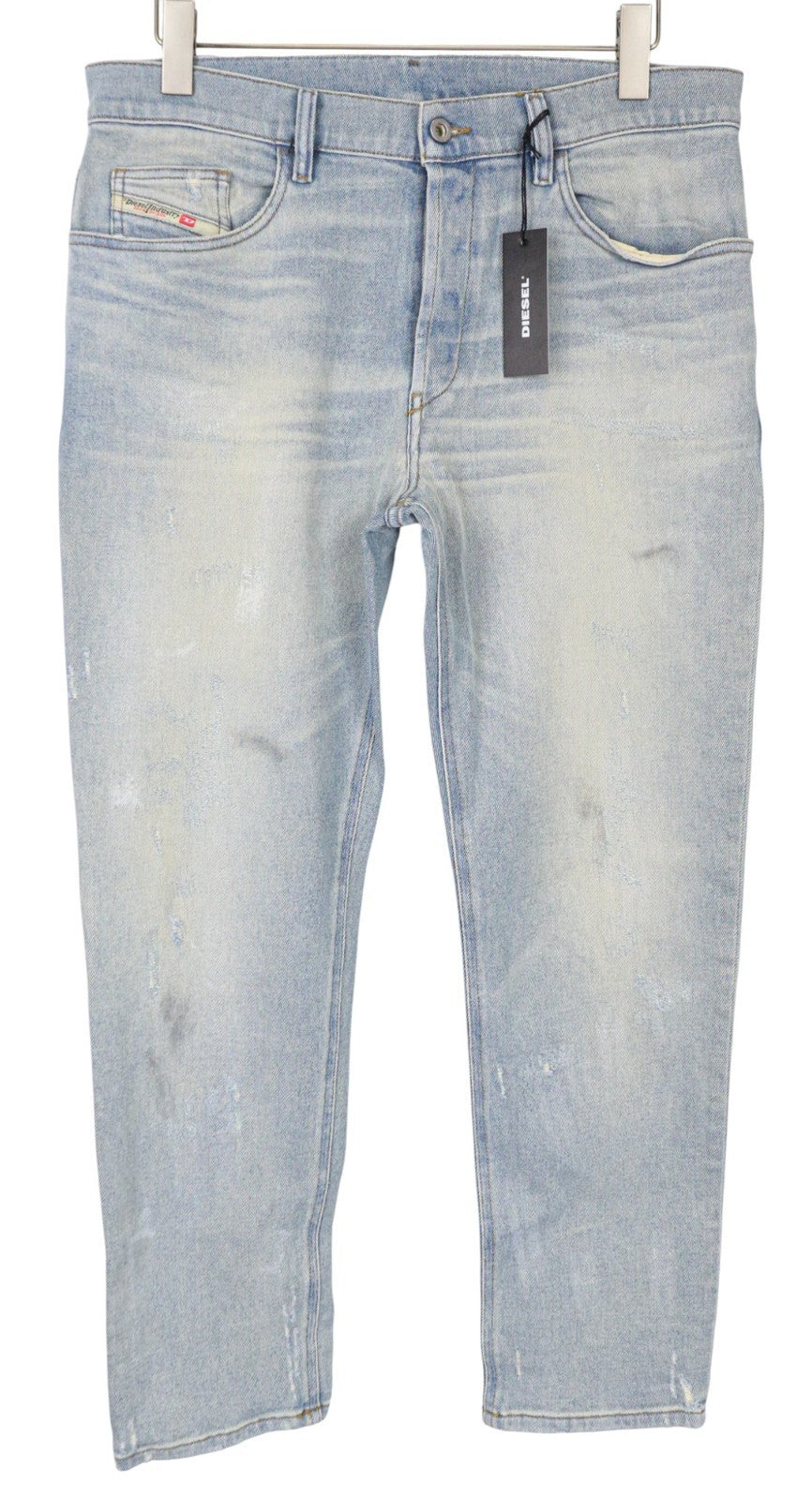 DIESEL D-Eetar 081AK Men's W34/L32 Blue Cotton Stretch Tapered Jeans Faded